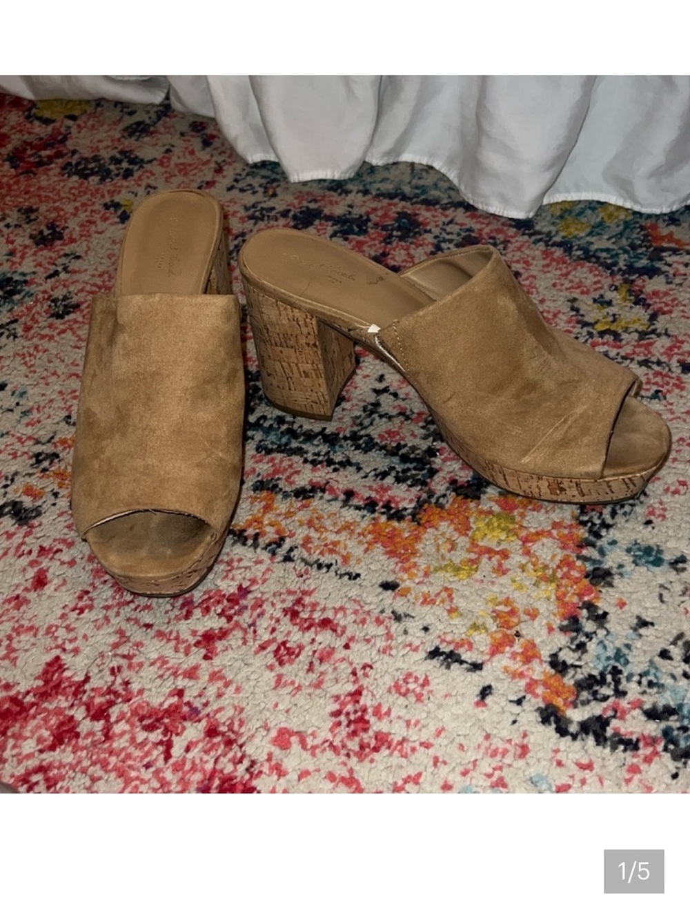 Target Tan Suede Platform Mule Heels